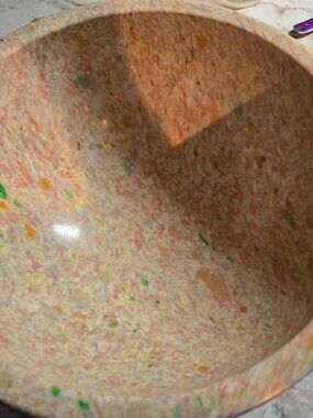 Lite pink/creme Texas Ware mix bowl confetti splatter